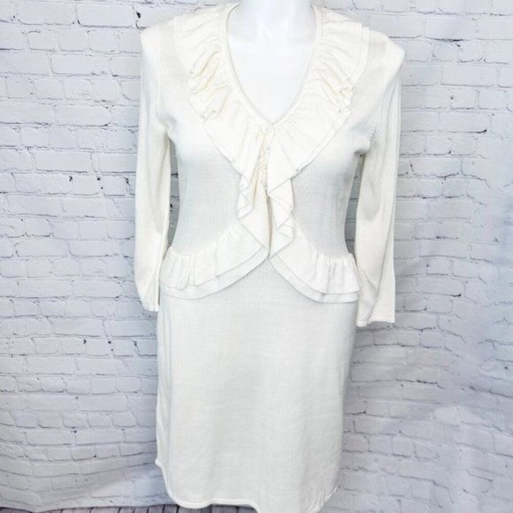 Calvin Klein Ivory Long Sleeve Dress